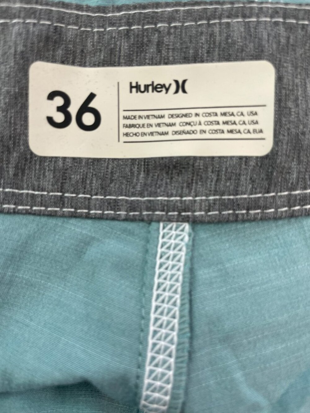 Hurley Phantom Naturals 16" Outseam Board Shorts Artillery Teal/Gray Men's Sz 36 - Picture 8 of 9